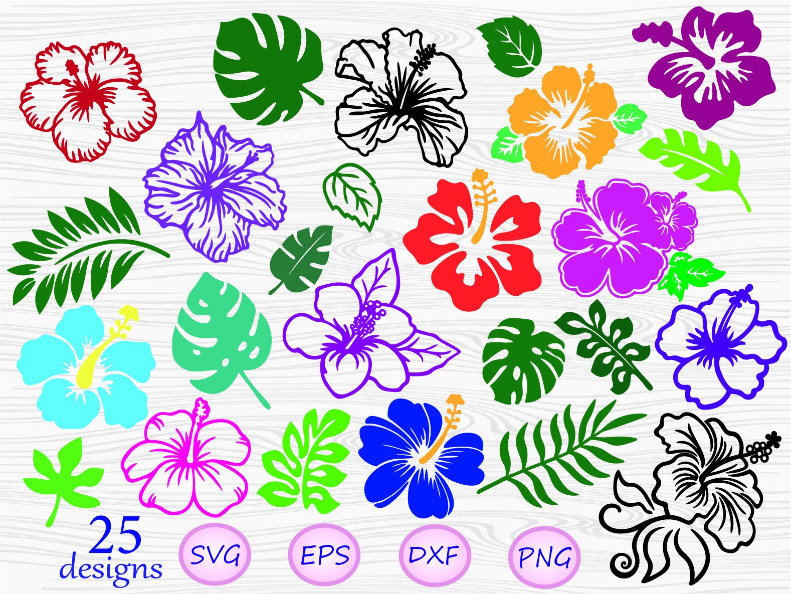 Hibiscus Svg, Tropical Leaf Bundle SVG - Etsy
