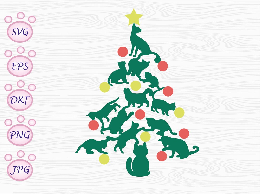 Meowy Christmas Svg, Cat Christmas Tree Svg - Etsy