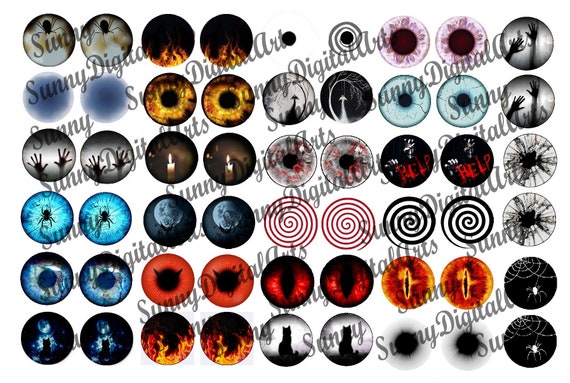 27 Pairs Printable Eye Chips. 14mm Blythe Doll Eyes. Horror. | Etsy