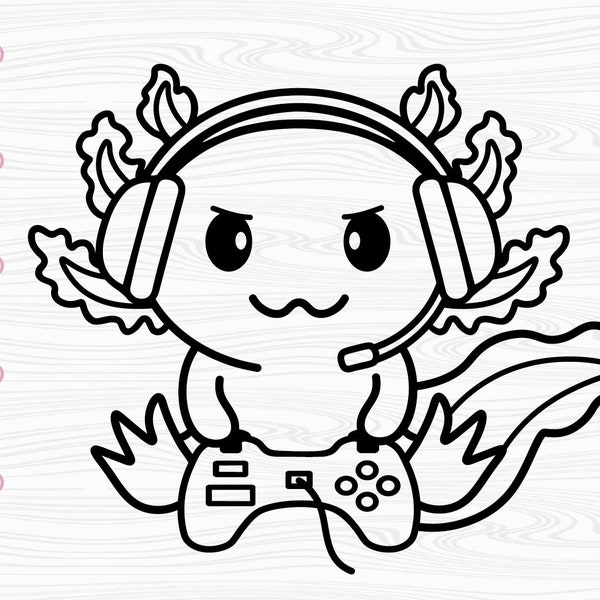 Gamer axolotl outline svg