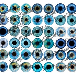 27 pairs Printable Eye chips. 14mm Blythe Doll Eyes. Digital eye chips for custom Blythe doll. Blue Color. JPG format. Instant Download #1