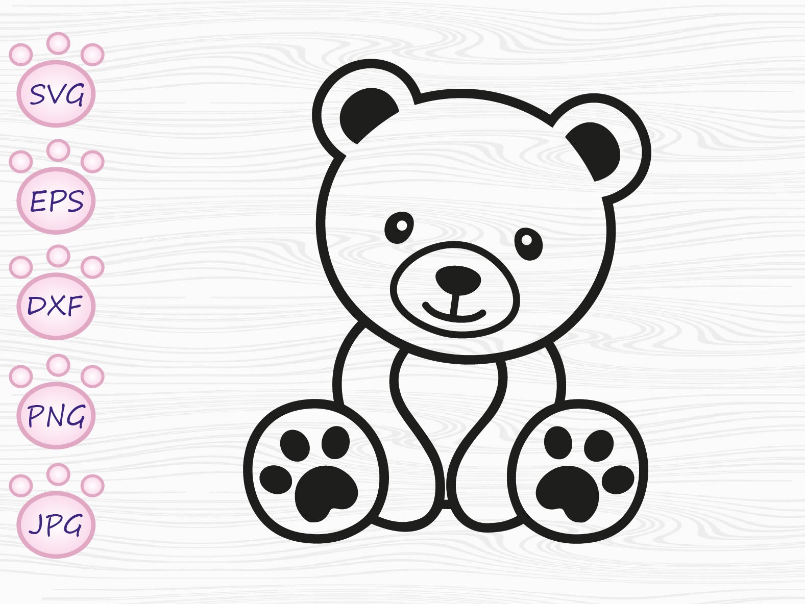 Teddy Bear SVG. Teddy Bear DXF. Circut Cut Files, Silhouette