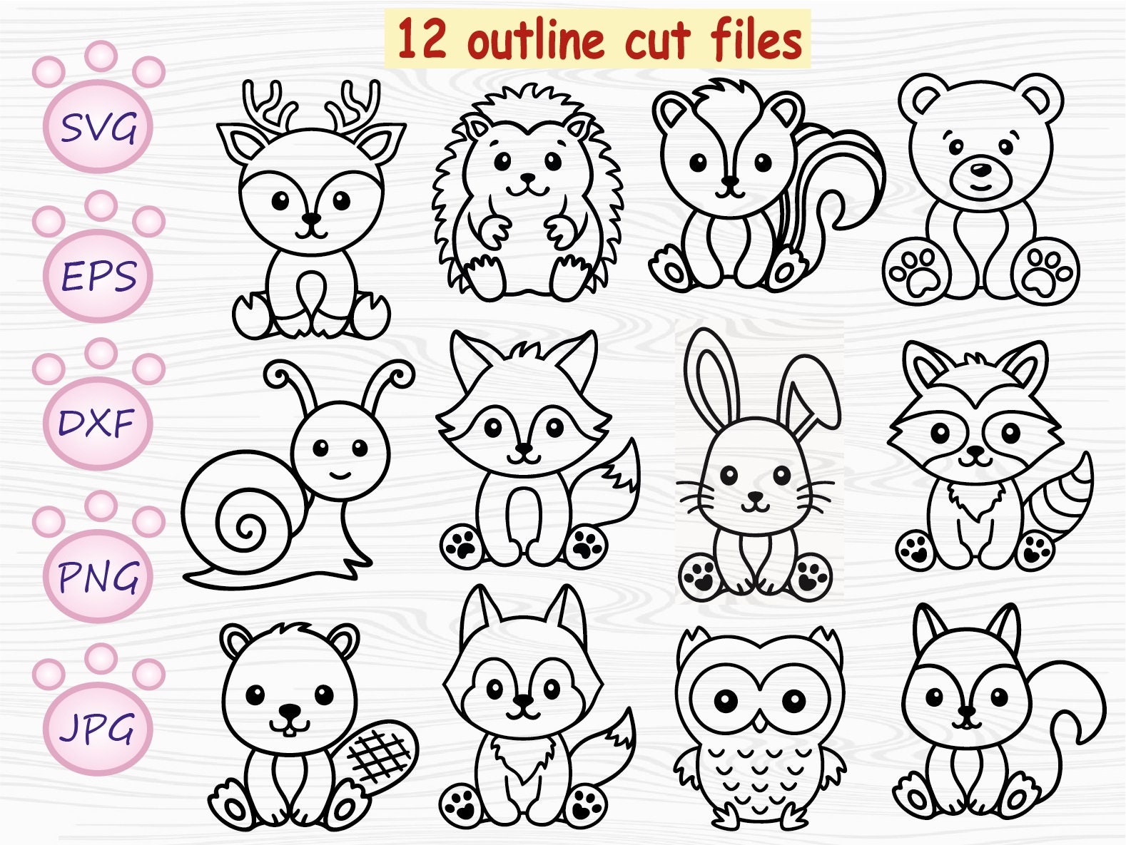 Woodland animals SVG, Animals bundle png