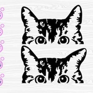 Cat Face SVG, Cute Cat SVG, Baby cat head Silhouette, Animal SVG, Peeking cat, Funny kitty