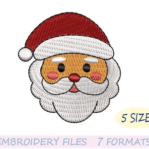 Mini Santa embroidery design, mini Santa clause embroidery designs, Santa Claus face embroidery design, 5 Sizes
