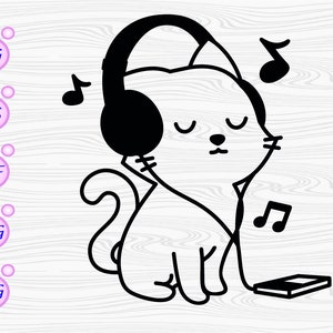 Cat with headphones SVG Cute Musical cat