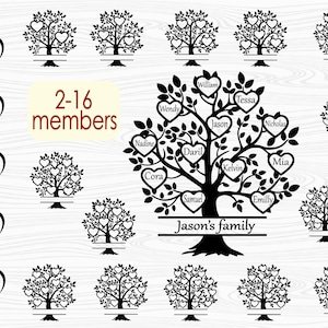 Family tree svg bundle 2-16 members