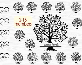 Family tree svg bundle 2-16 members