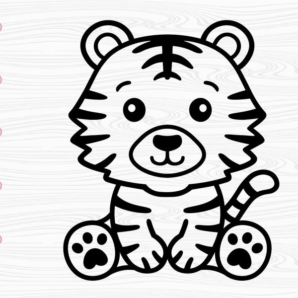 Cute Tiger SVG, Tiger outline svg