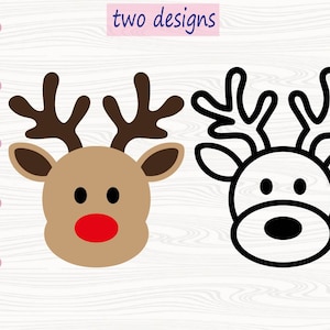 Reindeer Face SVG, Rudolph SVG, Reindeer Outline, Christmas Cut Files