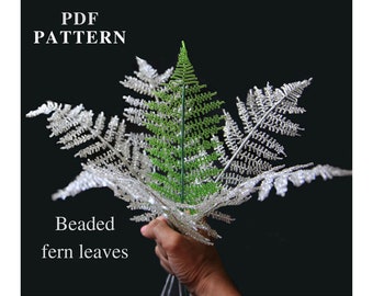 Beaded Flowers pattern | Beaded Fern leaf | Seed bead patterns | Beading tutorial | Digital Download - PDF