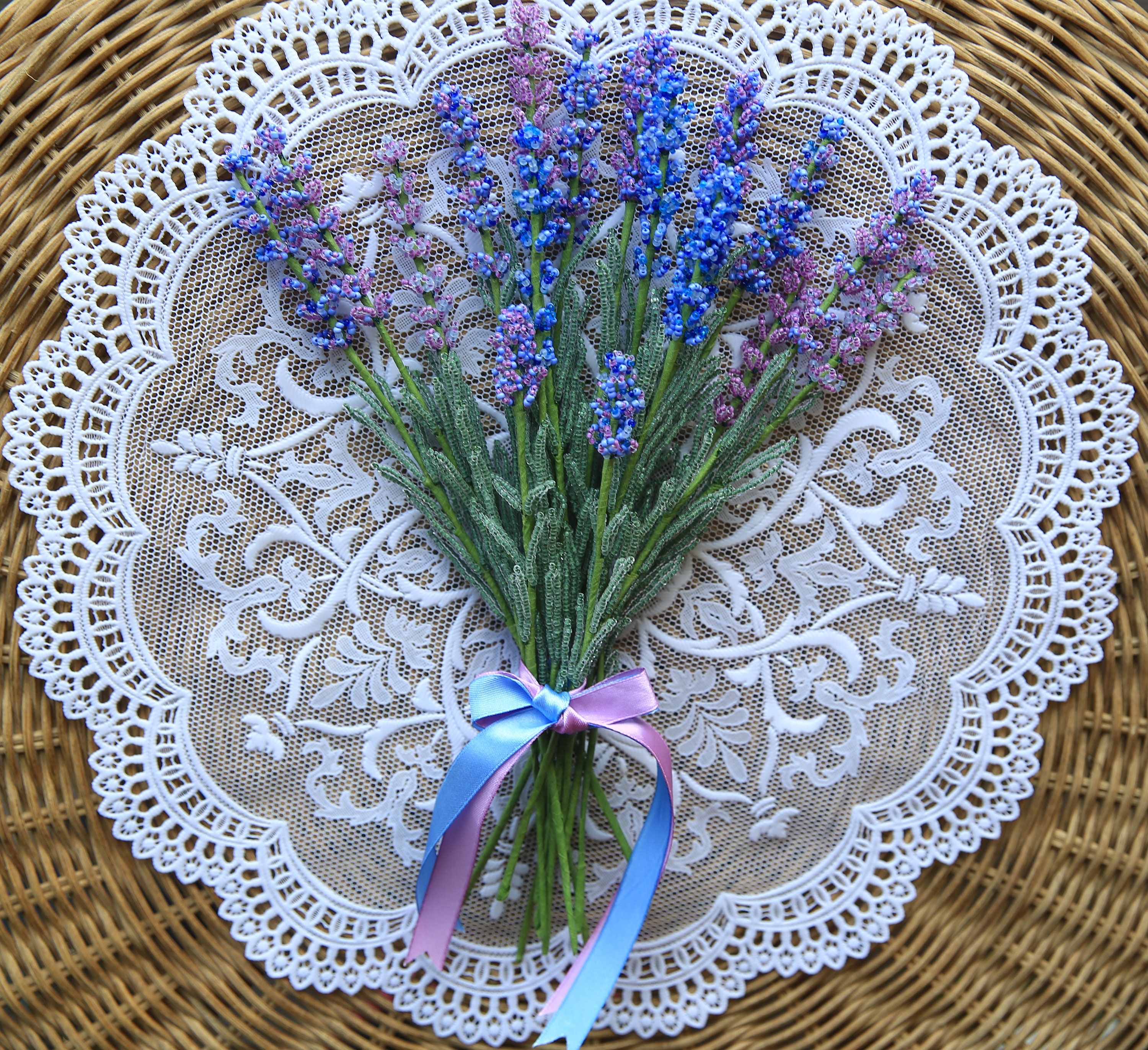 French Beaded Flowers Pattern | Beaded Lavender | Seed Bead