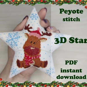 3D Star “Moose”, Beaded Star, 3D Peyote Star, 3D Star Pattern, Christmas Gift