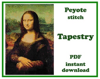 Peyote Tapestry Pattern: Mona Lisa wall art for Miyuki Delica beads.  Beadwork PDF instant download