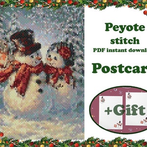 Weihnachtspostkarte 16 | Muster für Perlenpostkarte | Wandkunst Peyote-Muster | Perlen Wandteppich | für Miyuki Delica | PDF Sofortdownload
