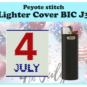 4th July #3, Peyote Pattern for BIC J3 Lighter, Beading Cover for Lighter, Miyuki Delica Lighter Cover