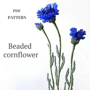 French Beaded Flowers pattern | Beaded cornflower | Seed bead patterns | Beading tutorial | Digital Download - PDF