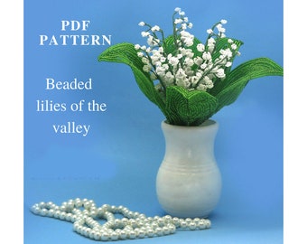 Patroon met kralenbloemen | Lelietje-van-dalen met kralen | Rocaillespatronen | Zelfstudie kralen maken | Digitale download: pdf