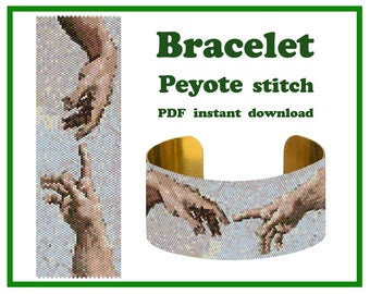 La creación de Adán / Patrón de peyote Abalorios Puntada de peyote Patrón de abalorios Pulsera Patrón de puño de peyote Patrón de cuentas de peyote PDF