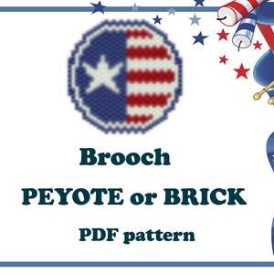 4th July #8 | Brooch Pattern | Peyote stitch | Brick Beading | Bead Pattern Miyuki Delica