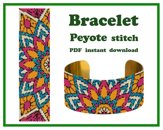 Preview of Mandala | Peyote pattern | Beading | Peyote Stitch | Beadwork pattern Bracelet | Peyote cuff pattern | Peyote Bead Pattern PDF by BeadPatternShop
