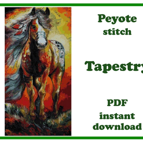 American Indian Horse 2 | Wall Art Pattern Peyote | Beading Tapestry | Bead Pattern for Miyuki Delica | PDF Instant Download