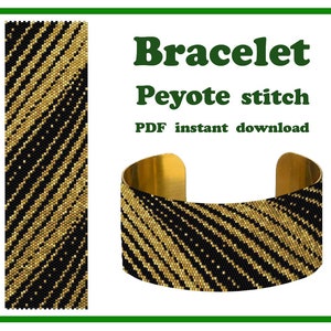 Gold Abstraction | Peyote pattern Beading Peyote Stitch Beadwork pattern Bracelet Peyote cuff pattern Peyote Bead Pattern PDF