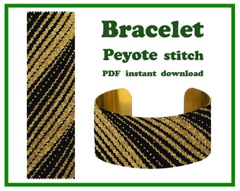 Abstracción de oro / Patrón de peyote Abalorios Puntada de peyote Patrón de abalorios Pulsera Patrón de puño de peyote Patrón de cuentas de peyote PDF