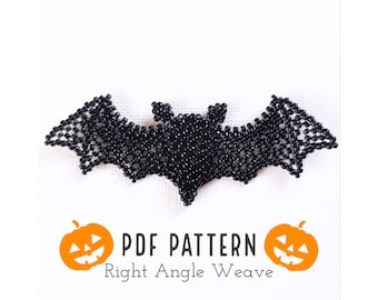 Pendant Bat, Halloween jewelry, seed bead, beading pattern RAW Right angle weave, beaded Bat, TOHO beads, Instant Download