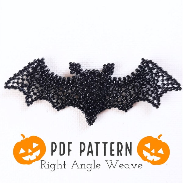Pendant Bat | Halloween jewelry | seed bead | beading pattern RAW Right angle weave | beaded Bat | TOHO beads | Instant Download