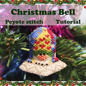 Beaded Christmas Bell with Gnomes | Step-by-step Tutorial | Peyote Stitch Pattern