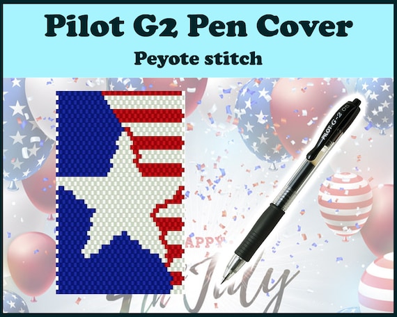Preview of 4 July 1 | Peyote Pattern for Pilot G2 pen | Beading Cover for Pen | Miyuki Delica Pen Cover by BeadPatternShop