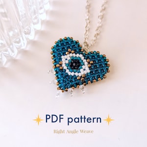 Pendant Heart with Eye | beaded jewelry | seed bead | beading pattern right angle weave | beaded Heart with eye | TOHO beads
