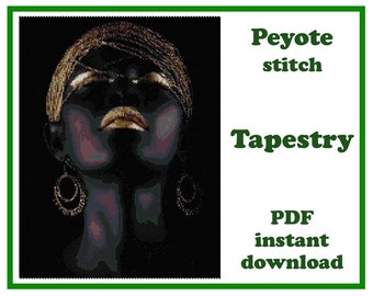Mujer n.° 1: Patrón de arte mural Peyote. Tapiz de cuentas. Patrón de cuentas para Miyuki Delica. Descarga instantánea en PDF.