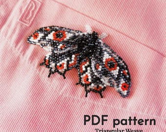 Pendant Black Moth | beaded jewelry | Halloween | seed bead | beading pattern triangular weave | beaded butterfly | TOHO beads