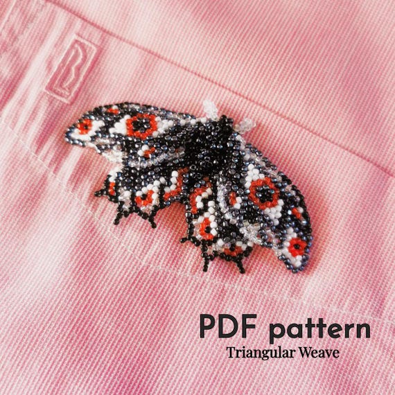 Preview of Pendant Black Moth | beaded jewelry | Halloween | seed bead | beading pattern triangular weave | beaded butterfly | TOHO beads by BeadPatternShop