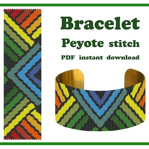 Stripes 2 | Bracelet Pattern Peyote Beading Bracelet Cuff Bead Pattern Miyuki Delica PDF Instant Download