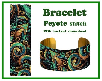 Floral Ornament 2 | Bracelet Pattern Peyote Beading Bracelet Cuff Bead Pattern Miyuki Delica PDF Instant Download