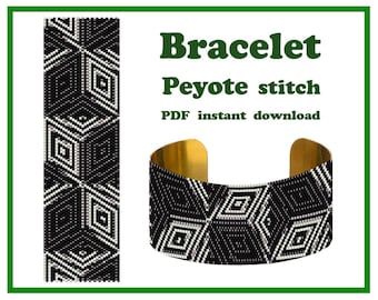 Optical illusion 3 | Peyote pattern Beading Peyote Stitch Beadwork pattern Bracelet Peyote cuff pattern Peyote Bead Pattern PDF