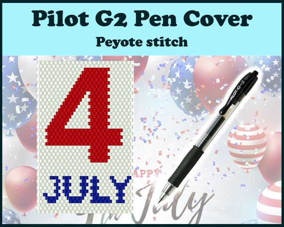 Preview of 4 July 3 | Peyote Pattern for Pilot G2 pen | Beading Cover for Pen | Miyuki Delica Pen Cover by BeadPatternShop