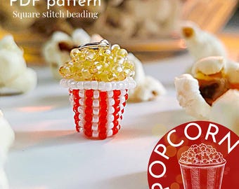 Pendant Popcorn | beaded jewelry | seed bead | beading pattern | square stitch beading | beaded Popcorn | TOHO beads | Instant Download