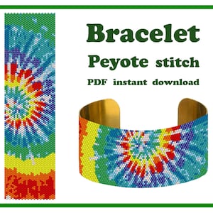Tie Dye | Bracelet Pattern Peyote Beading Bracelet Cuff Bead Pattern Miyuki Delica PDF Instant Download
