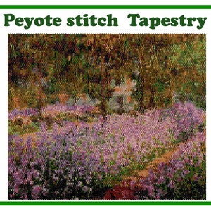 The Artist’s Garden by Monet | Wall Art Pattern Peyote | Beading Tapestry | Bead Pattern for Miyuki Delica