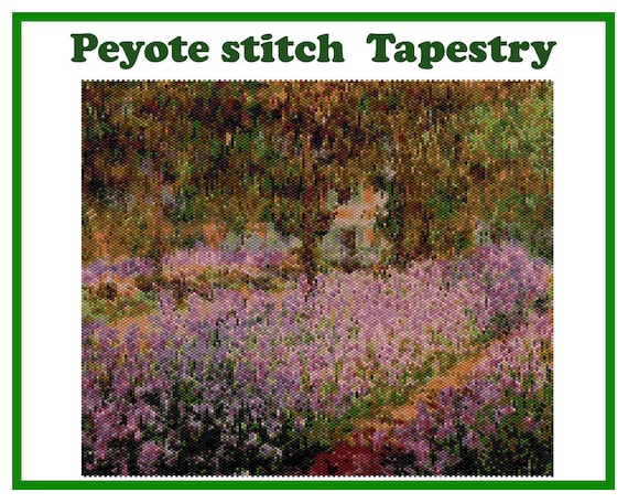 Preview of The Artist’s Garden by Monet: Wall Art Pattern Peyote, Beading Tapestry, Bead Pattern for Miyuki Delica by BeadPatternShop