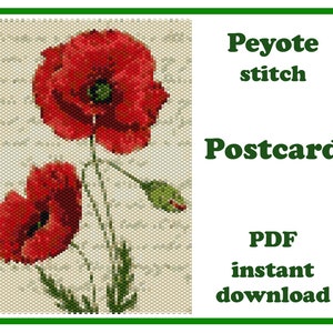 Perlenbesetzte Postkartenblumen 6 | Peyote Muster | Perlen Vintage Postkarte | Tapisserie | Peyote Perlenmuster, PDF