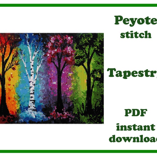 Four Seasons | Large Peyote pattern | Beading Wall Art | Peyote Stitch | Beadwork Tapestry | Peyote Bead Pattern PDF