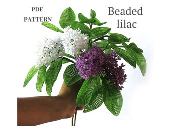 Beaded Flowers pattern | Lilac bouquet | Seed bead patterns | Beadwork pattern | Digital Download - PDF