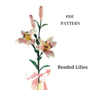 Beaded Flowers pattern | Beaded  Lily | Seed bead patterns | Beading tutorial | Digital Download - PDF