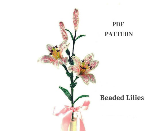 Preview of Beaded Flowers pattern | Beaded  Lily | Seed bead patterns | Beading tutorial | Digital Download - PDF by BeadPatternShop