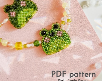 Pendant Frog | seed bead beading pattern RAW Right angle weave beaded Frog TOHO beads Instant Download